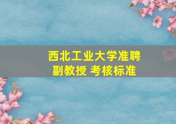 西北工业大学准聘副教授 考核标准